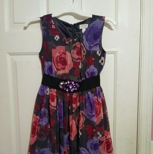 Purple Flower Dress with Sparkly Belt